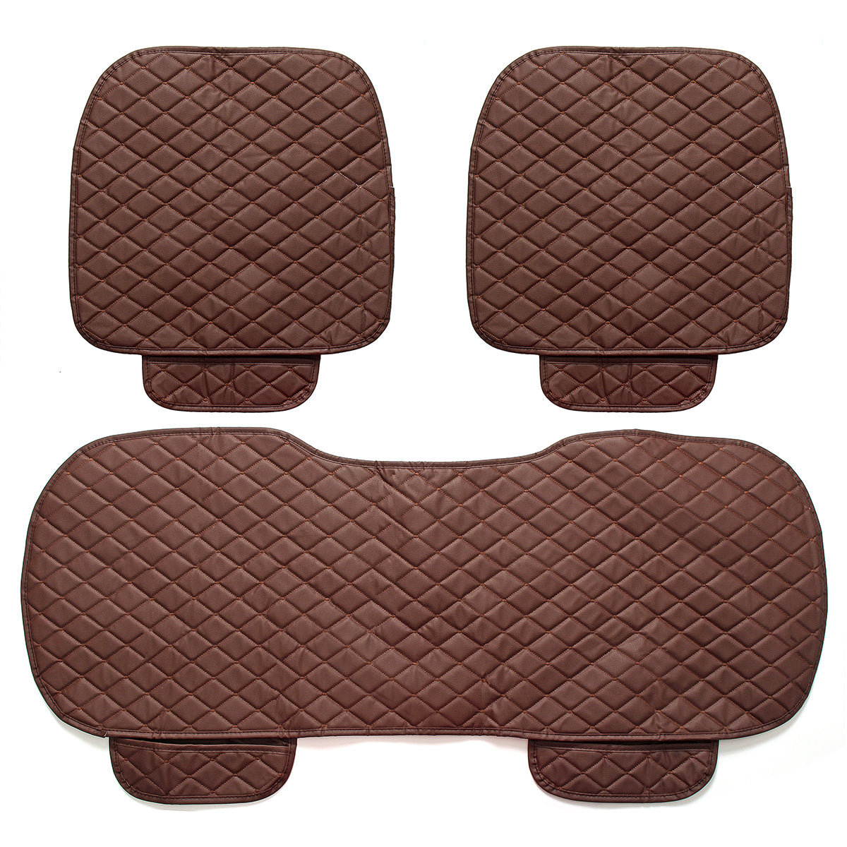 3Pcs Car Seat Cover Universal PU Leather Protector Cushion Front Rear