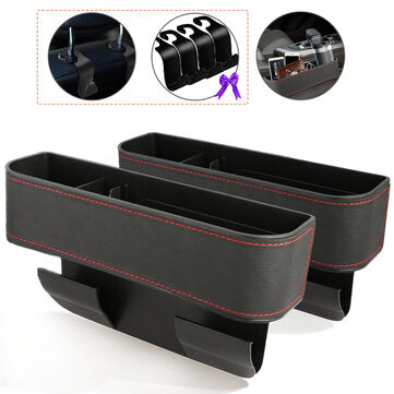 2Pcs Jeteven  Leather Car Gear Storage Box Upgrade Four Hooks