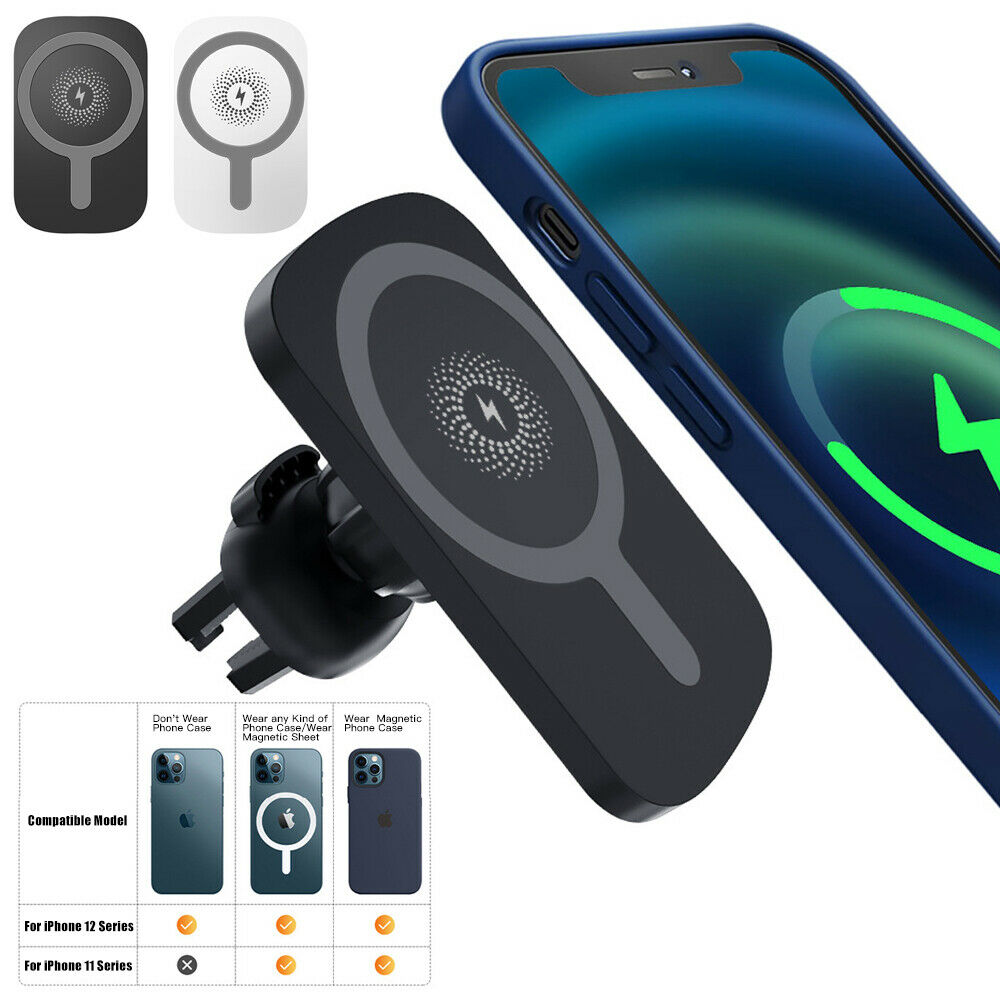 New Car Mount Wireless Fast Charger Phone Mount Holder For iPhone Mini /Pro/Max Magnetic Wireless Chargers Car Air Vent Stand Mount Phone Holder Fast Charging Station For iPhone