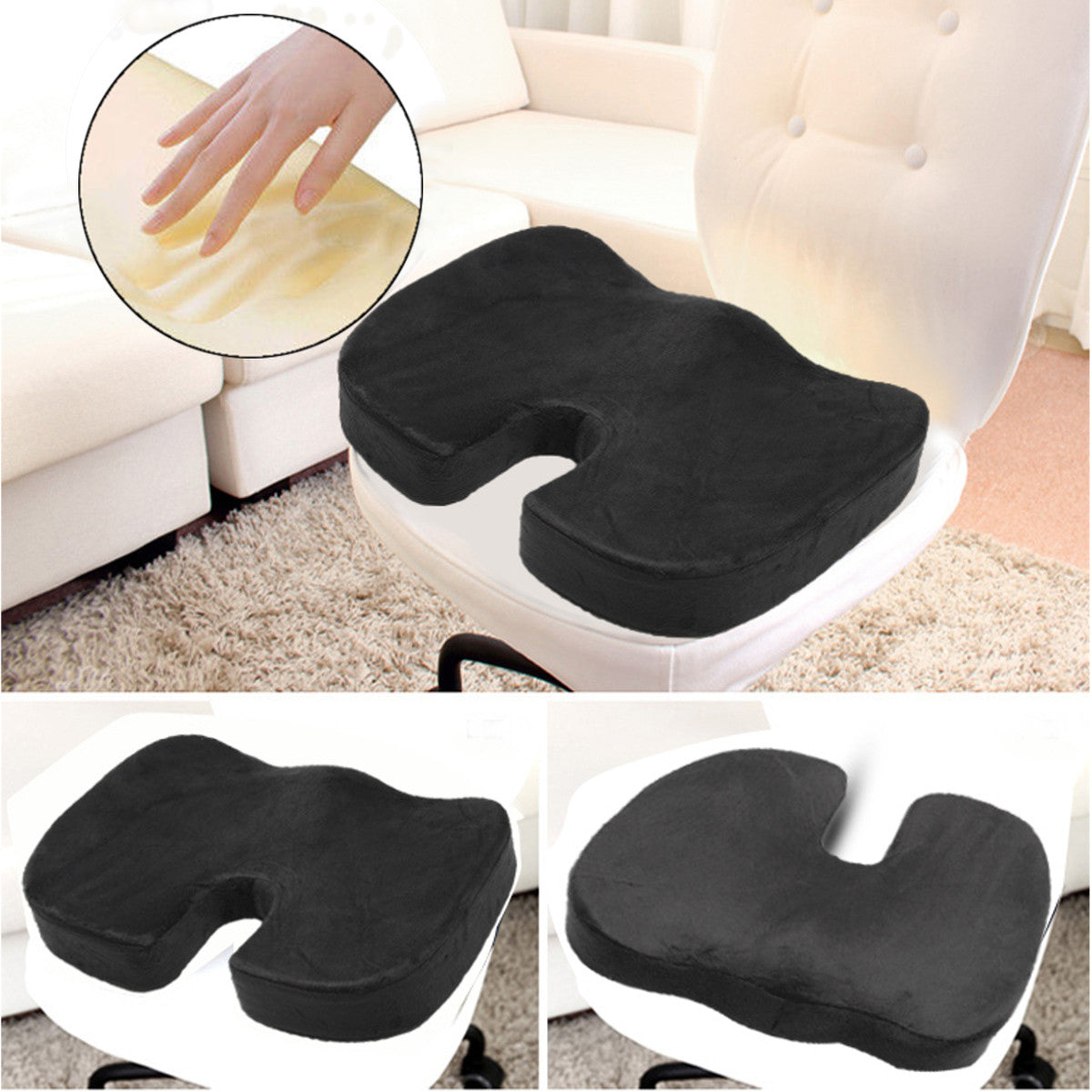 Office Chair Seat Cushion Car Seat Pillow Tailbone Memory Foam Soft Support