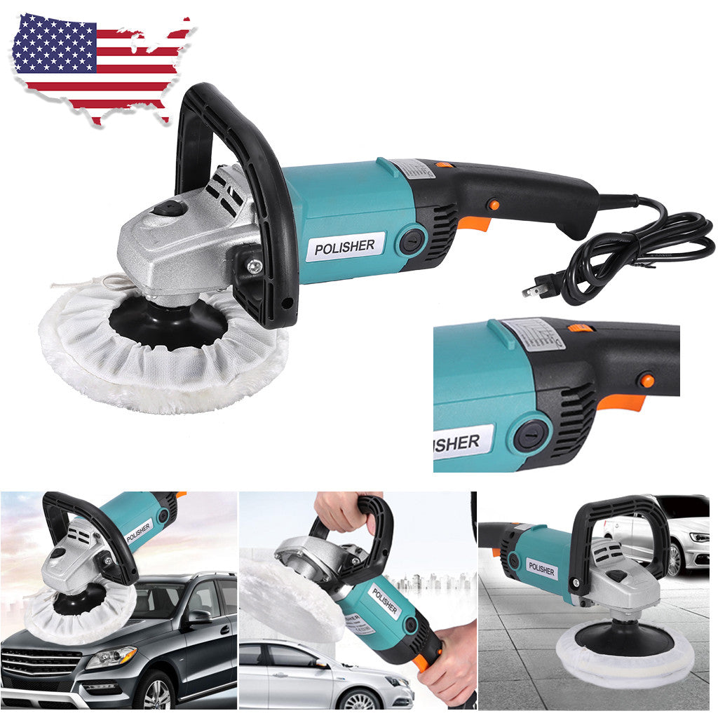 Electric Car Polisher Buffer Sander Waxer Kit Variable 6-Speed 7Inch 1400w