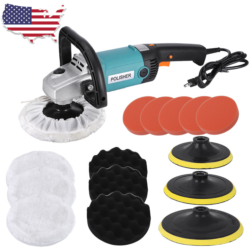 Electric Car Polisher Buffer Sander Waxer Kit Variable 6-Speed 7Inch 1400w