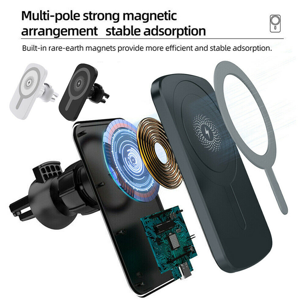 New Car Mount Wireless Fast Charger Phone Mount Holder For iPhone Mini /Pro/Max Magnetic Wireless Chargers Car Air Vent Stand Mount Phone Holder Fast Charging Station For iPhone