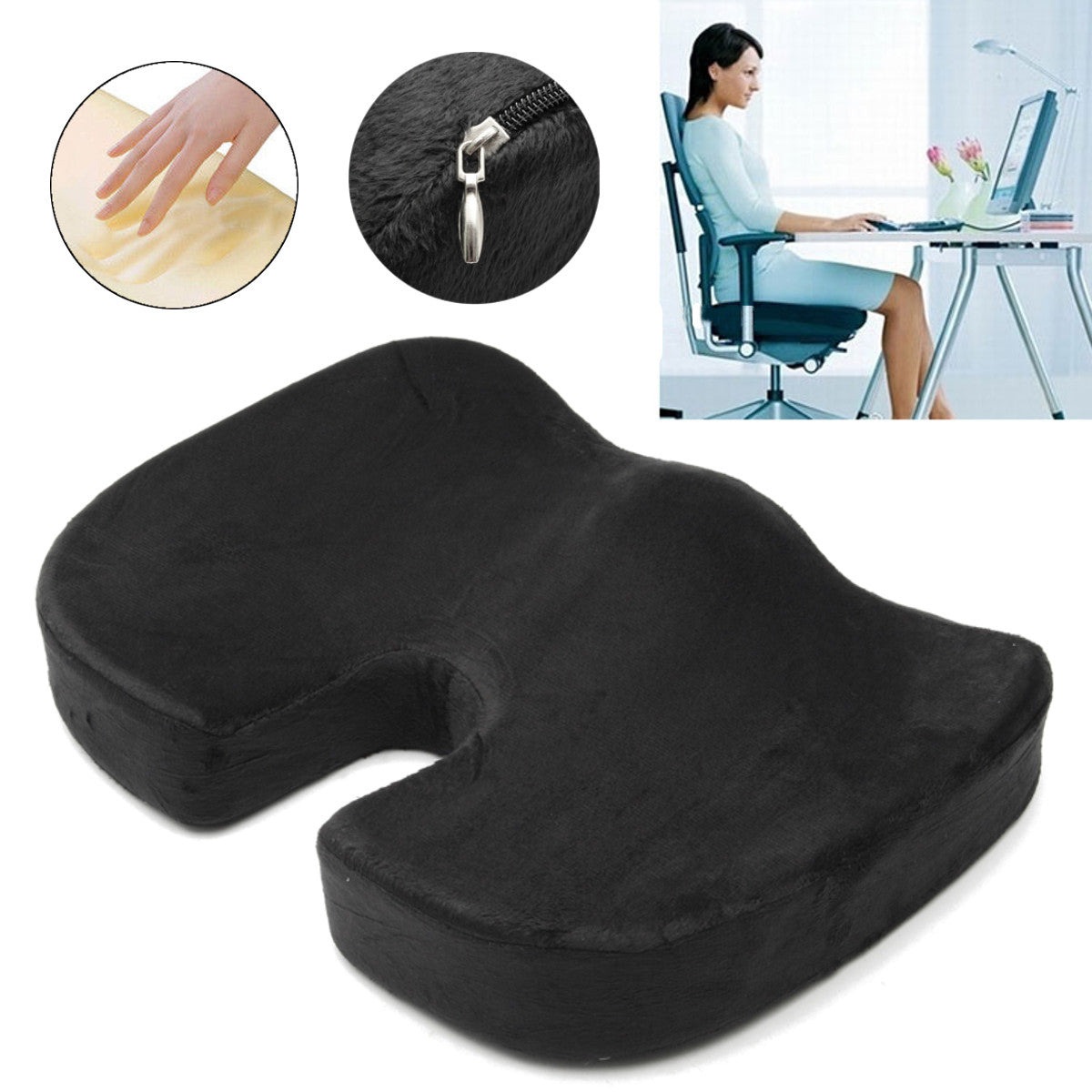 Office Chair Seat Cushion Car Seat Pillow Tailbone Memory Foam Soft Support