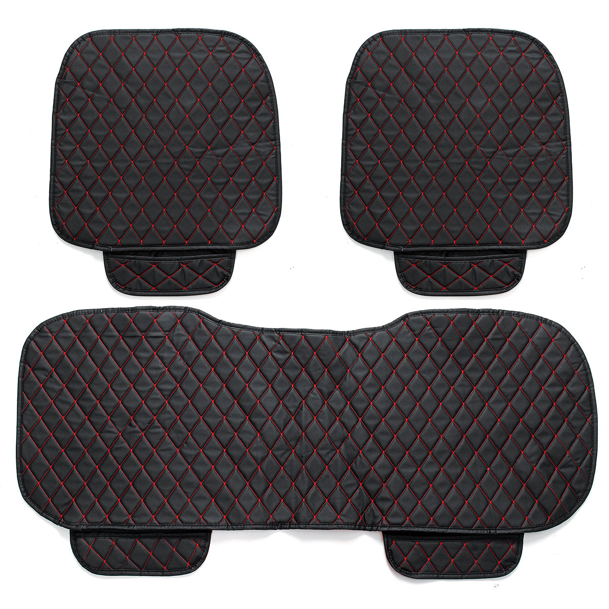 3Pcs Car Seat Cover Universal PU Leather Protector Cushion Front Rear