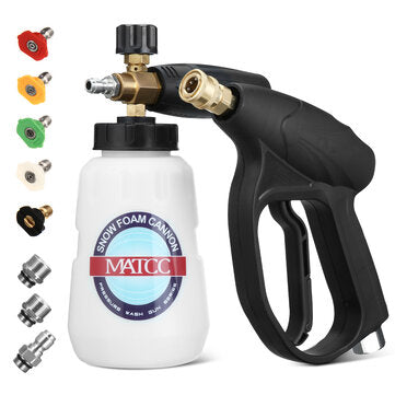 1L Bottle Foam Lance Soap kit Car Wash Snow Foam Sprayer for Pressure Washer with 5pcs Nozzles